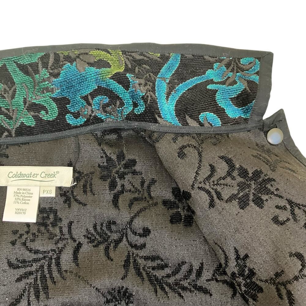 Coldwater Creek Sz XS Pet Brocade Reversible Tapestry Jacket Blazer Green Black - Picture 16 of 16